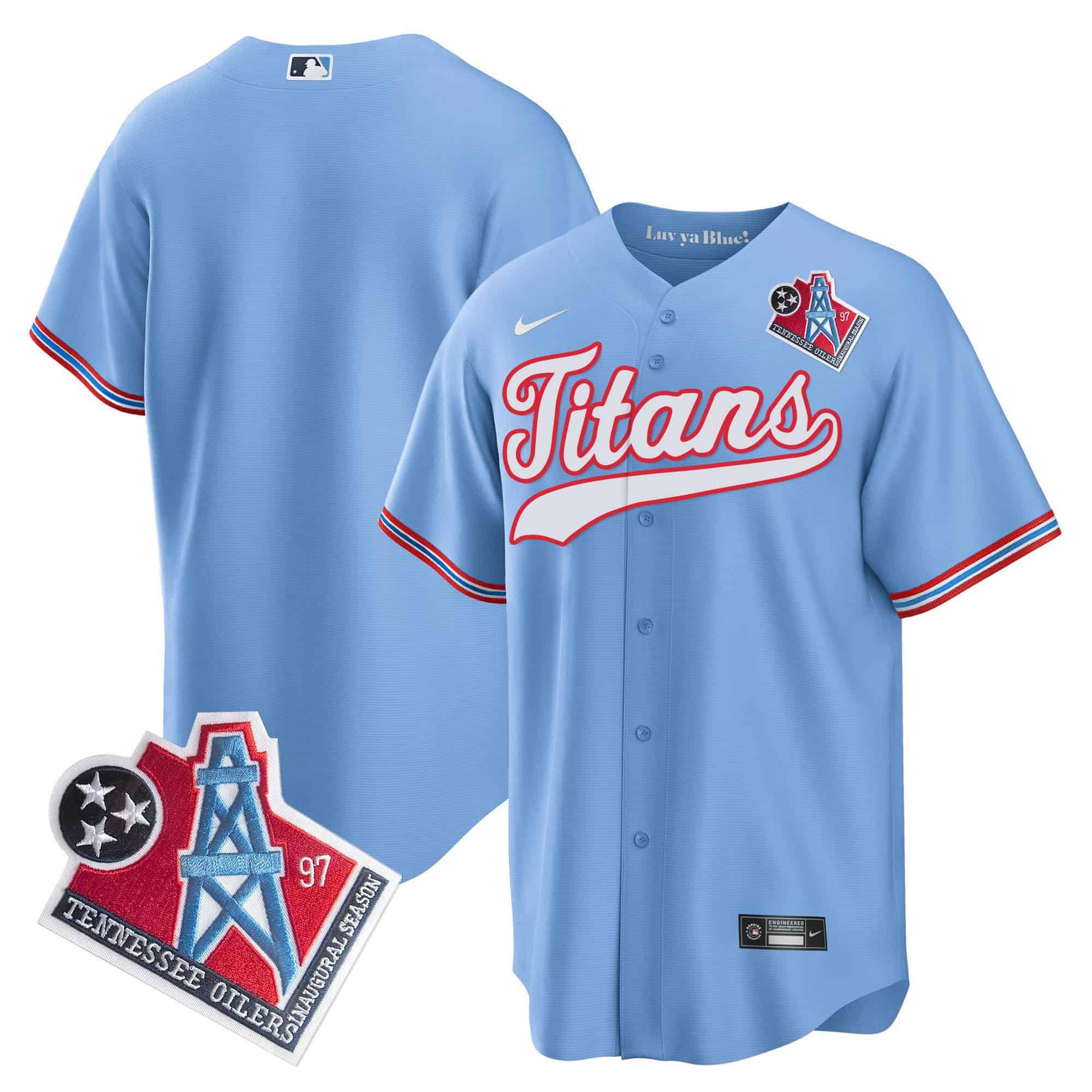 Men Tennessee Titans Blank Light Blue Nike 1997 Throwback Limited Cool Base NFL Jersey